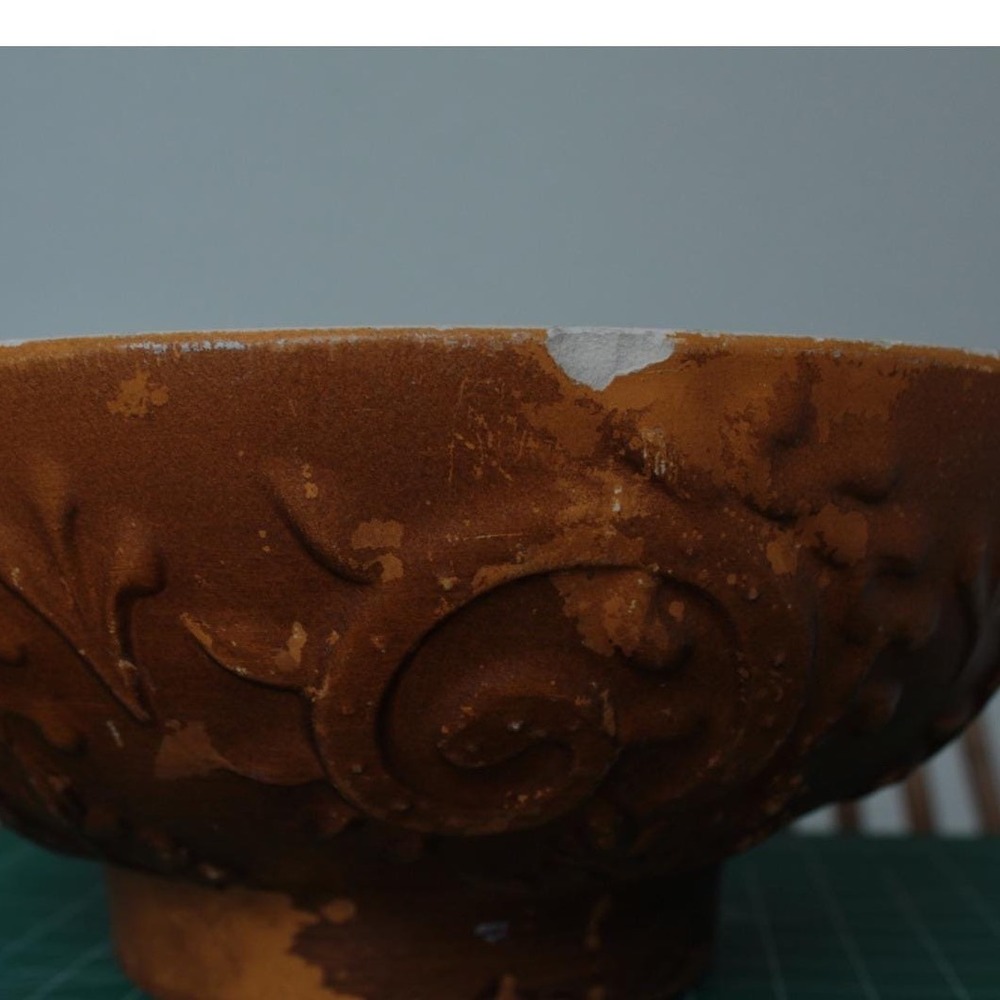 Haeger USA Embossed Scroll Footed Ceramic Serving Bowl 10 inch - Picture 10 of 16